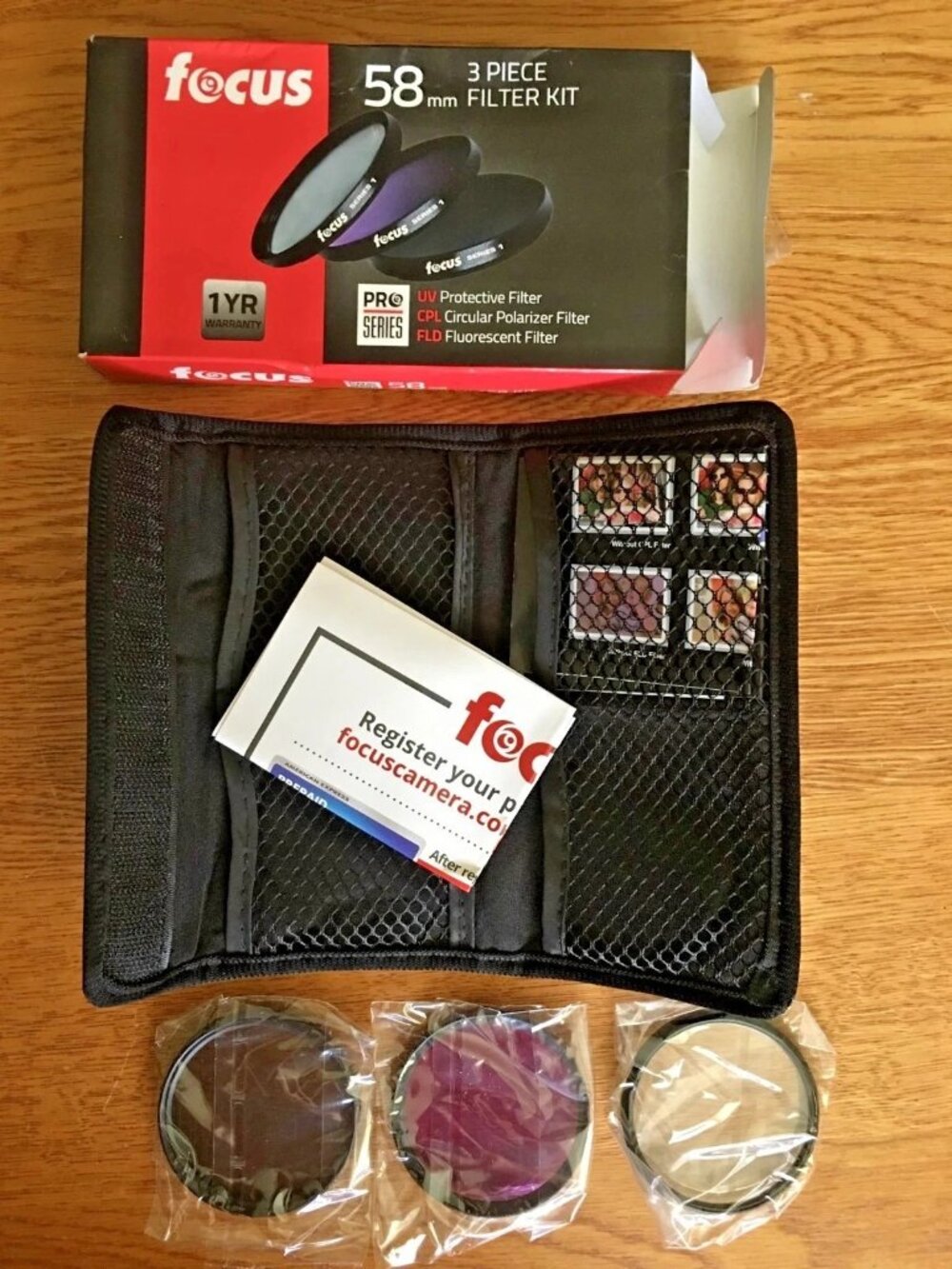 Focus Pro Series 58mm 3 Piece Filter Kit - NIB